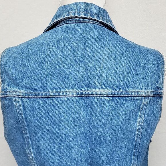 VINTAGE 1980s Jones New York Stone Wash Light Wash Button Up Denim Vest Large - Picture 9 of 10